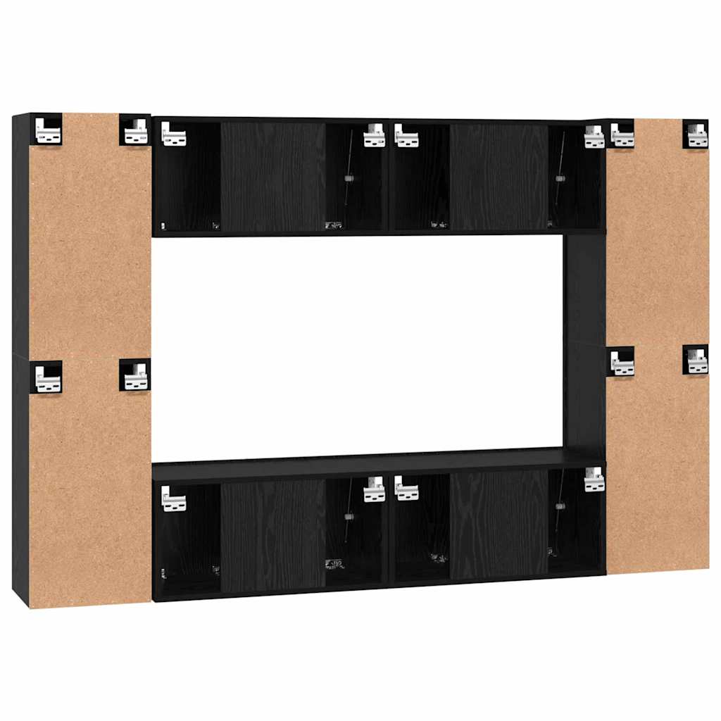 Tv-meubelset 8 pcs Zwart eiken 181 x 30 x 120 cm Bewerkt hout