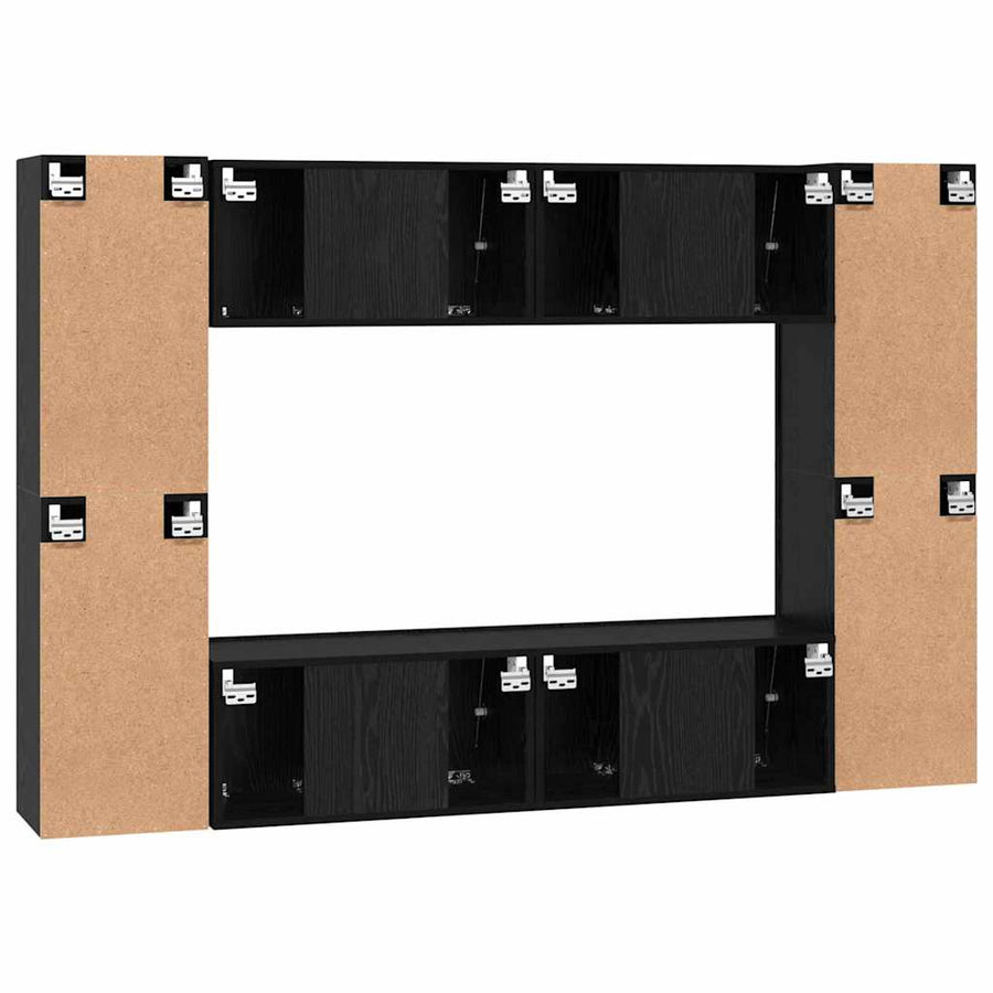 Tv-meubelset 8 pcs Zwart eiken 181 x 30 x 120 cm Bewerkt hout