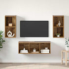 Tv-meubelset 3 stuks bewerkt hout bruin