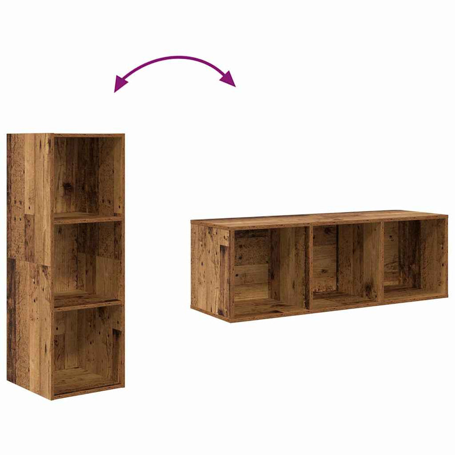 TV-kast set 3 pcs Oud hout 37 x 37 x 107 cm Bewerkt hout