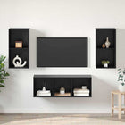 Tv-meubelset 3 stuks 37x37x107 cm zwart eiken