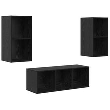 TV-kast set 3 pcs Zwart eiken 37 x 37 x 107 cm Bewerkt hout