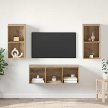 TV-kast set 3 pcs artisanaal eikenkleurig 37 x 37 x 107 cm