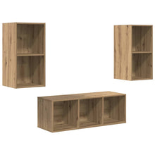TV-kast set 3 pcs artisanaal eikenkleurig 37 x 37 x 107 cm