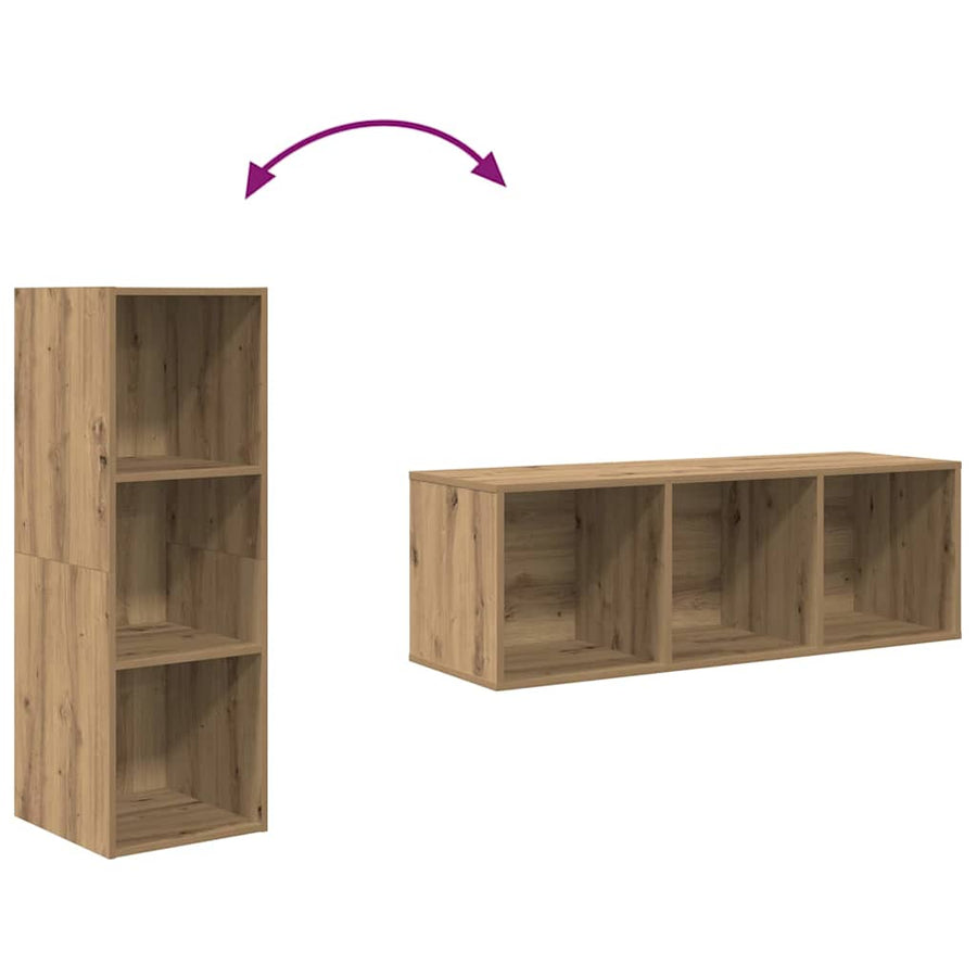 TV-kast set 3 pcs artisanaal eikenkleurig 37 x 37 x 107 cm