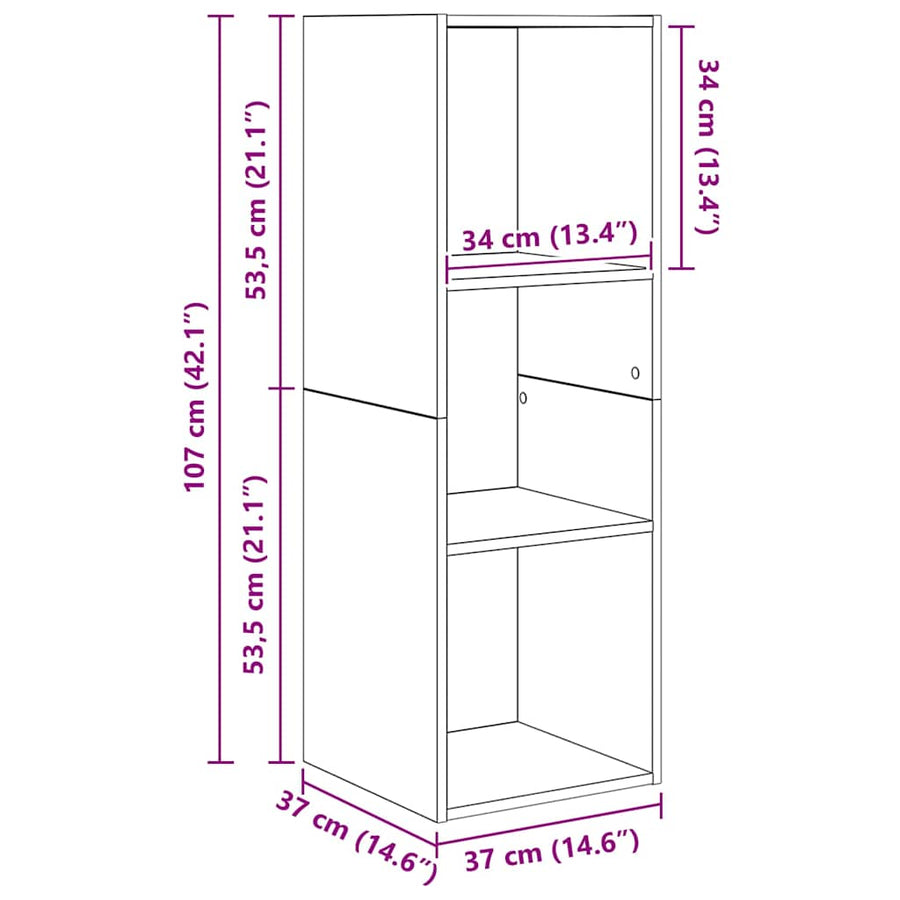 TV-kast set 3 pcs artisanaal eikenkleurig 37 x 37 x 107 cm