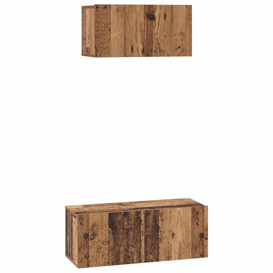 TV-kast set 2 pcs Oud hout 80 x 30 x 30 cm Bewerkt hout