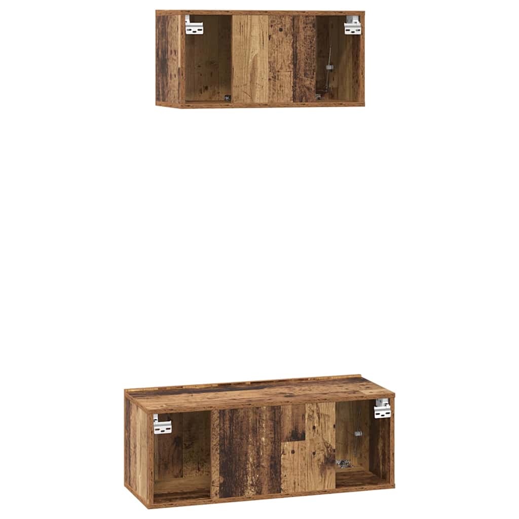 TV-kast set 2 pcs Oud hout 80 x 30 x 30 cm Bewerkt hout
