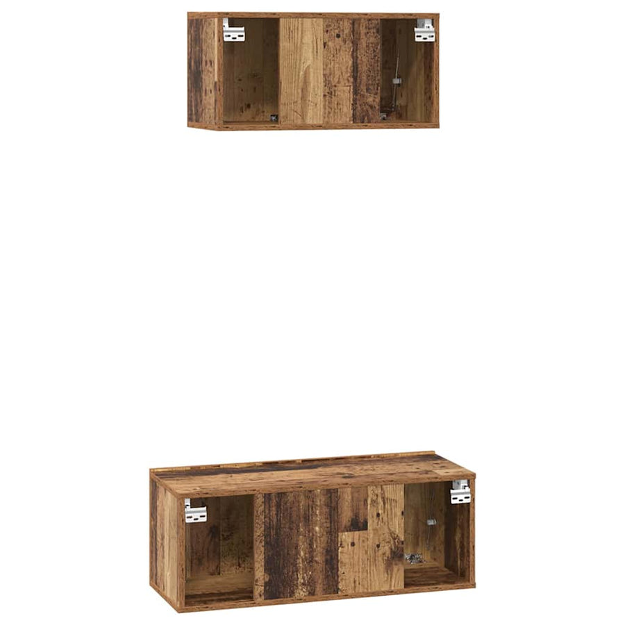 TV-kast set 2 pcs Oud hout 80 x 30 x 30 cm Bewerkt hout