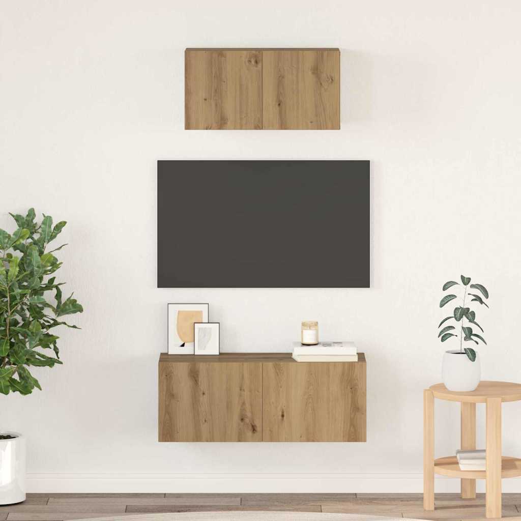 TV-kast set 2 pcs artisanaal eikenkleurig 80 x 30 x 30 cm