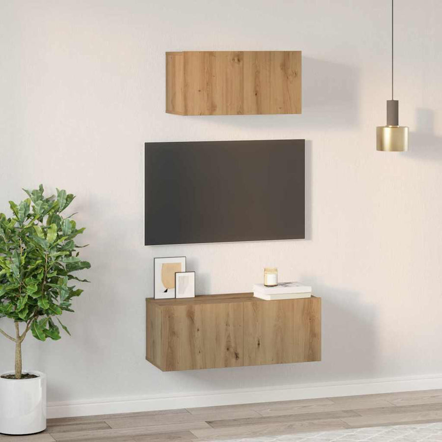 TV-kast set 2 pcs artisanaal eikenkleurig 80 x 30 x 30 cm