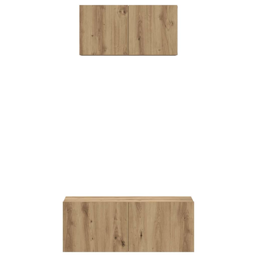 TV-kast set 2 pcs artisanaal eikenkleurig 80 x 30 x 30 cm