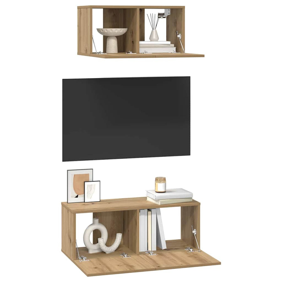 TV-kast set 2 pcs artisanaal eikenkleurig 80 x 30 x 30 cm