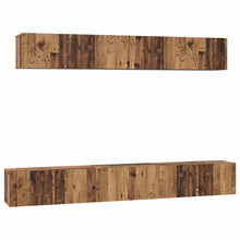 TV-kast set met plank Wandgemonteerd met opslag met de deur 5 pcs Oud hout Medium Bewerkt hout