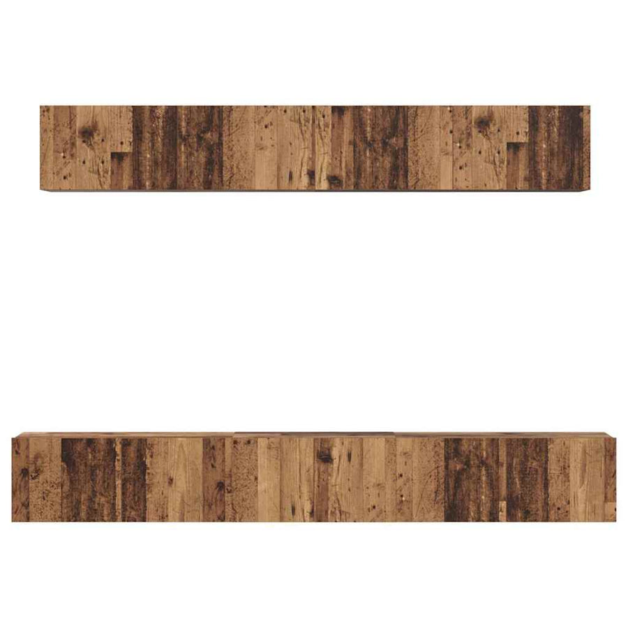 TV-kast set met plank Wandgemonteerd met opslag met de deur 5 pcs Oud hout Medium Bewerkt hout