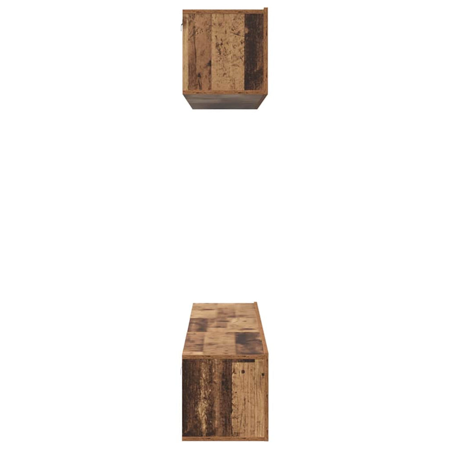 TV-kast set met plank Wandgemonteerd met opslag met de deur 5 pcs Oud hout Medium Bewerkt hout