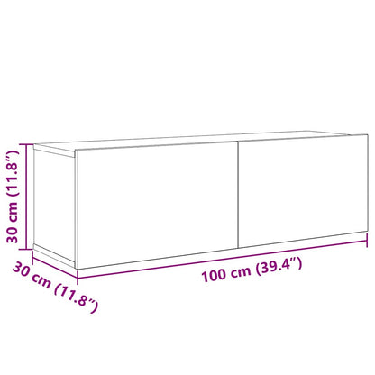 TV-kast set met plank Wandgemonteerd met opslag met de deur 5 pcs Oud hout Medium Bewerkt hout