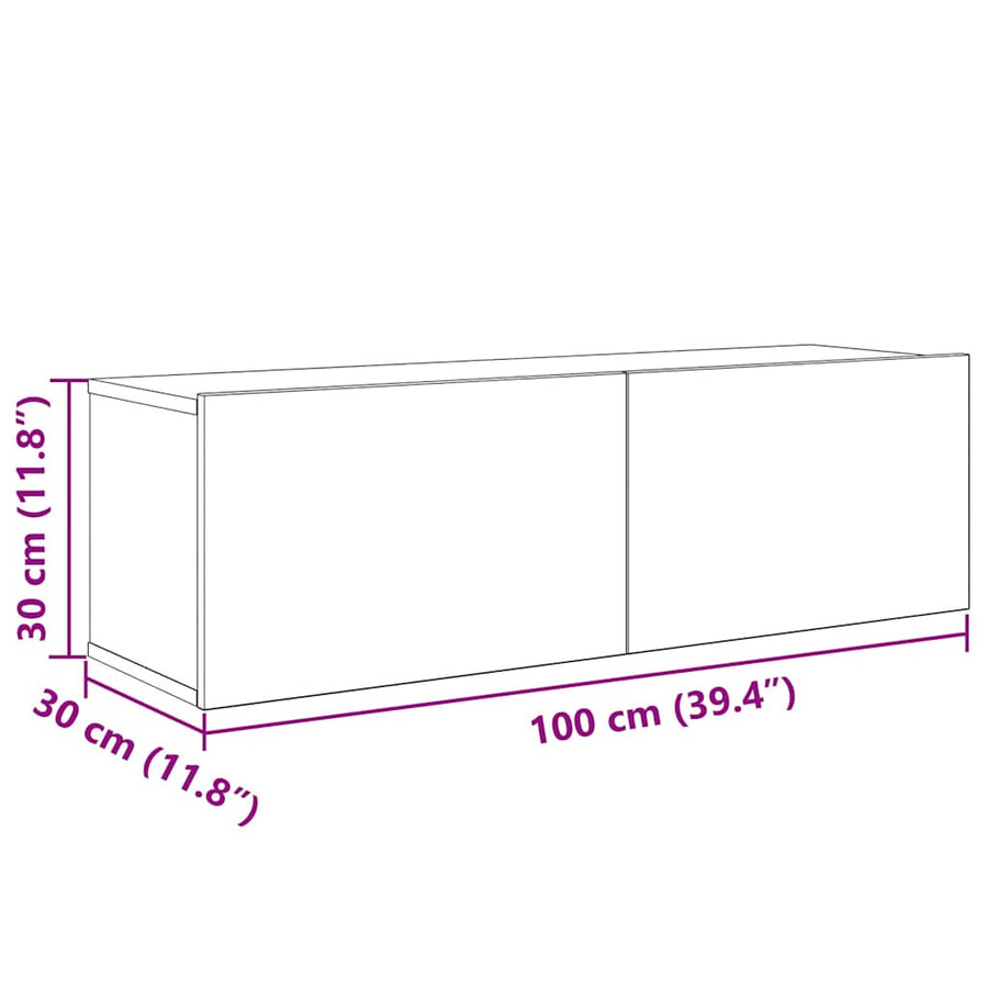 TV-kast set met plank Wandgemonteerd met opslag met de deur 5 pcs Oud hout Medium Bewerkt hout