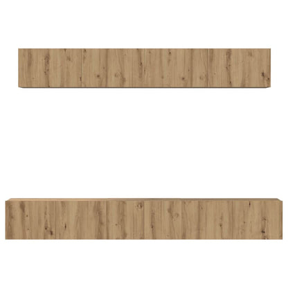 TV-kast set met plank Wandgemonteerd met opslag met de deur 5 pcs artisanaal eikenkleurig