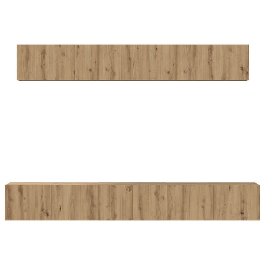 TV-kast set met plank Wandgemonteerd met opslag met de deur 5 pcs artisanaal eikenkleurig