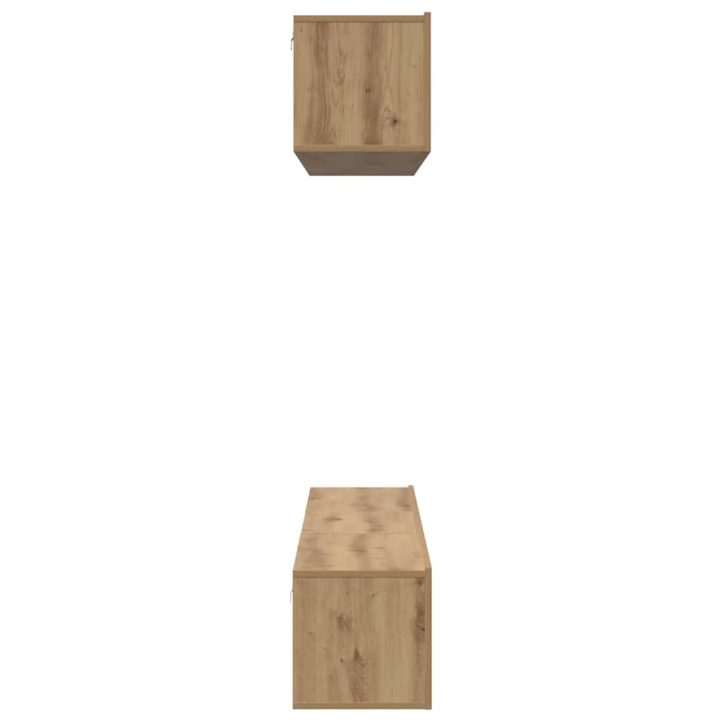 TV-kast set met plank Wandgemonteerd met opslag met de deur 5 pcs artisanaal eikenkleurig