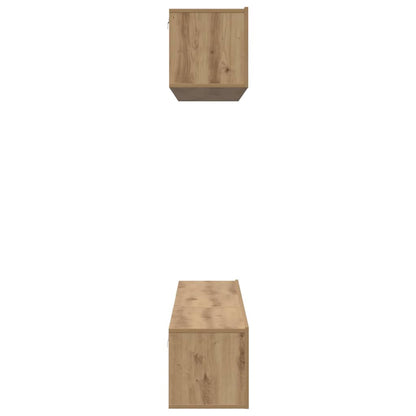 TV-kast set met plank Wandgemonteerd met opslag met de deur 5 pcs artisanaal eikenkleurig