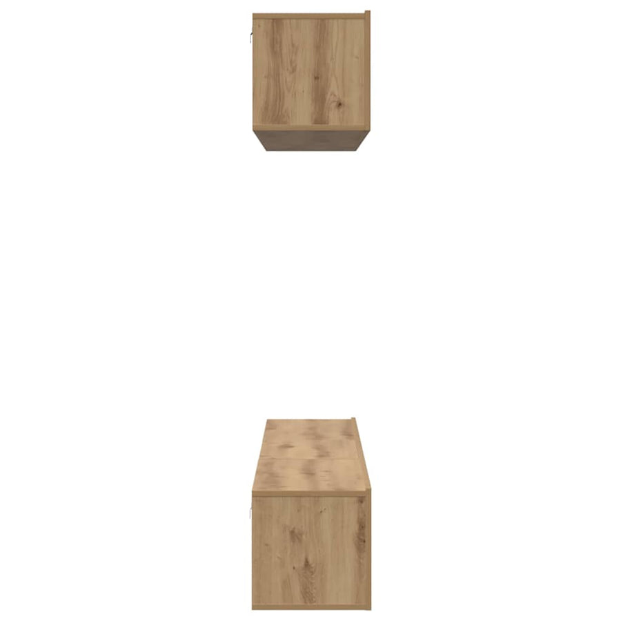 TV-kast set met plank Wandgemonteerd met opslag met de deur 5 pcs artisanaal eikenkleurig