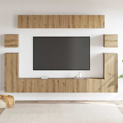 Tv Eenheden Wandgemonteerd 4 Pcs Artisan Eiken Bewerkt Hout 100 cm