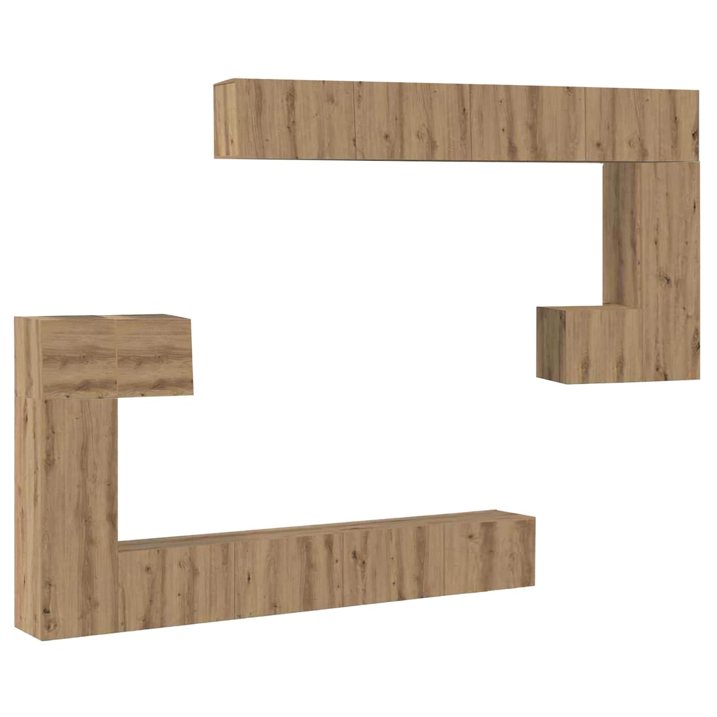 Tv Eenheden Wandgemonteerd 4 Pcs Artisan Eiken Bewerkt Hout 100 cm