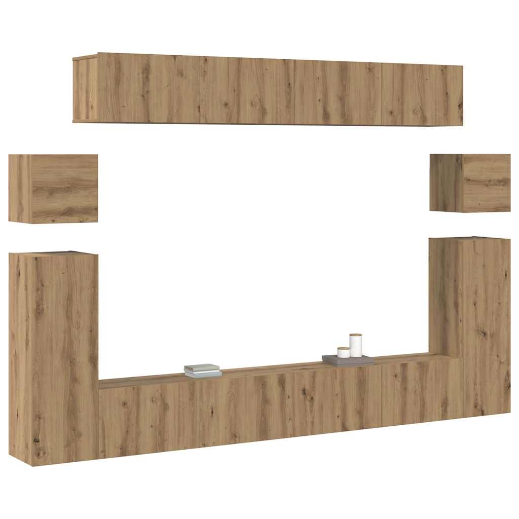 Tv Eenheden Wandgemonteerd 4 Pcs Artisan Eiken Bewerkt Hout 100 cm