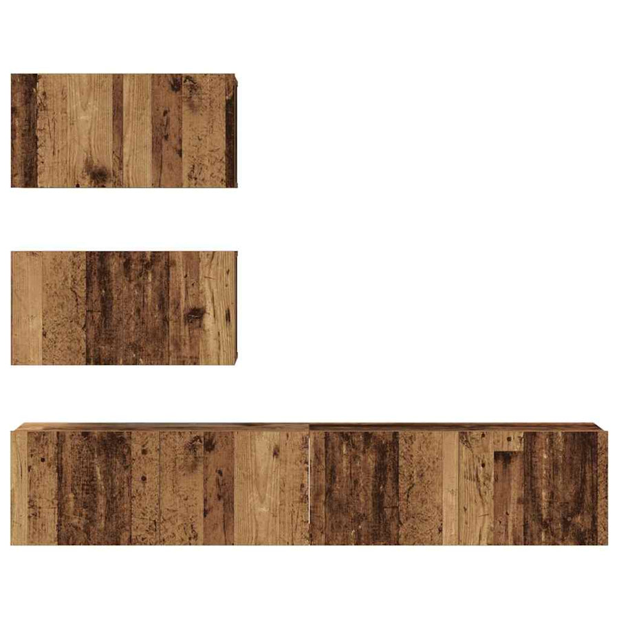 Tv-meubelset Wandgemonteerd met opslag met de deur 4 pcs Oud hout 80 x 30 x 30 cm