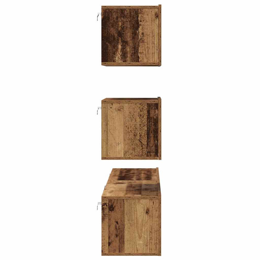 Tv-meubelset Wandgemonteerd met opslag met de deur 4 pcs Oud hout 80 x 30 x 30 cm