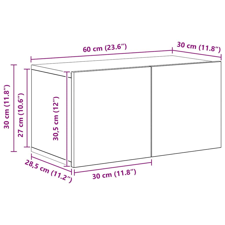 Tv-meubelset Wandgemonteerd met opslag met de deur 4 pcs Oud hout 80 x 30 x 30 cm