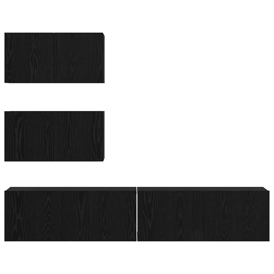 TV-kast set 4 pcs Zwart eiken 80 x 30 x 30 cm Bewerkt hout