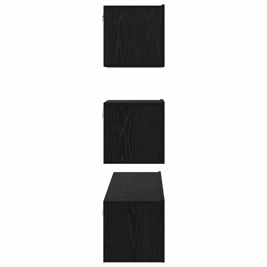 TV-kast set 4 pcs Zwart eiken 80 x 30 x 30 cm Bewerkt hout