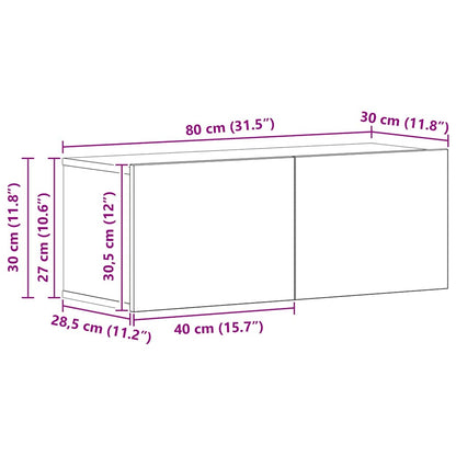TV-kast set 4 pcs Zwart eiken 80 x 30 x 30 cm Bewerkt hout