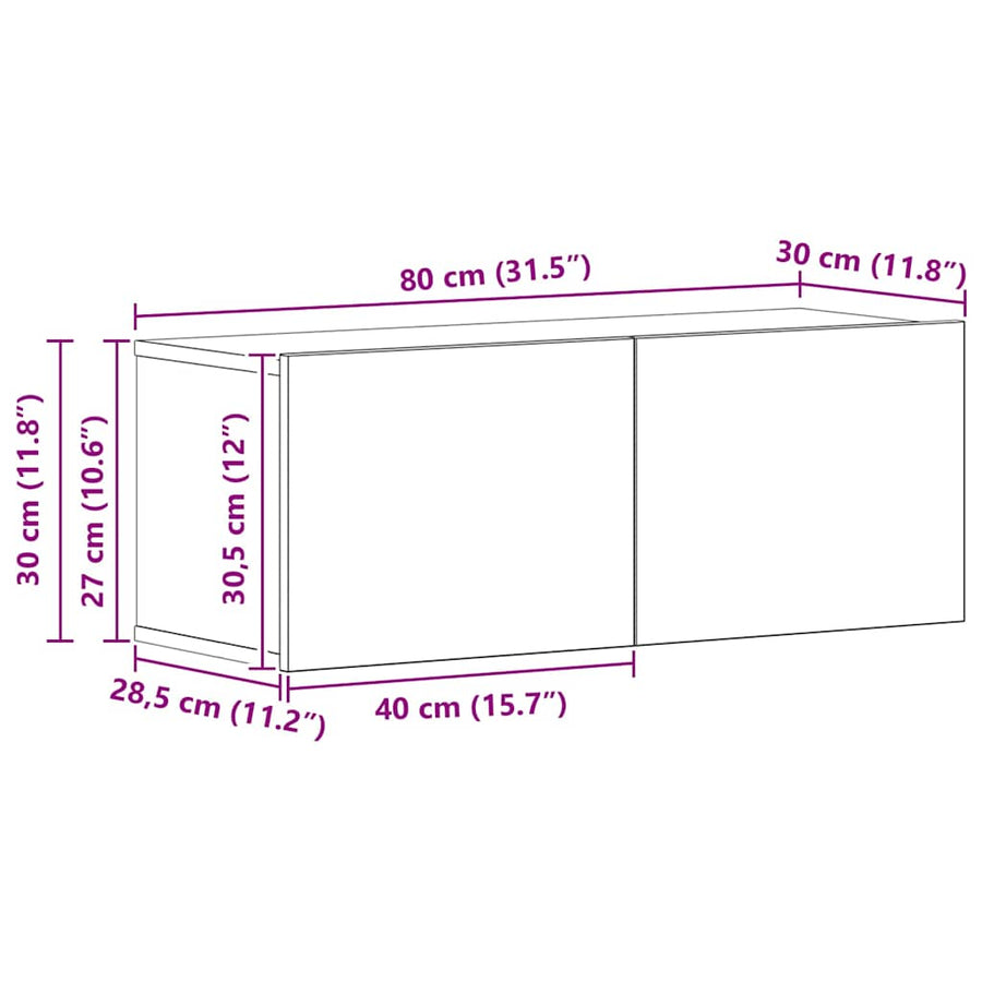 TV-kast set 4 pcs Zwart eiken 80 x 30 x 30 cm Bewerkt hout