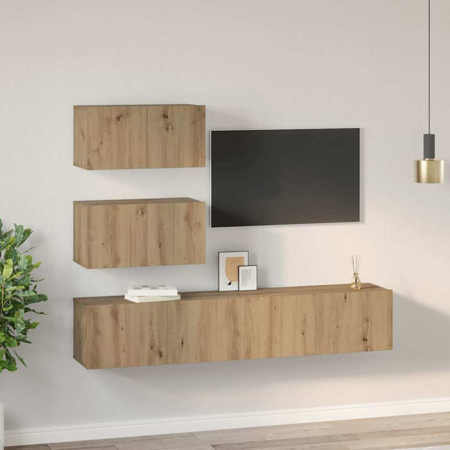 Tv-meubelset 4 pcs artisanaal eikenkleurig 80 x 30 x 30 cm