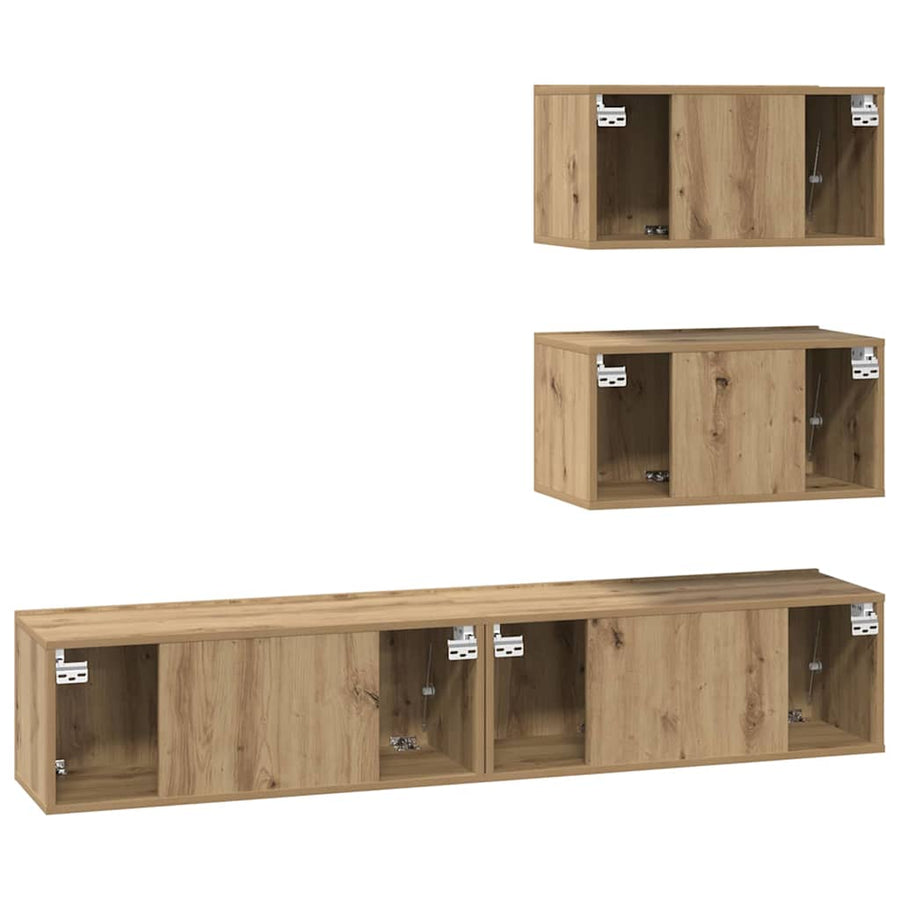 Tv-meubelset 4 pcs artisanaal eikenkleurig 80 x 30 x 30 cm