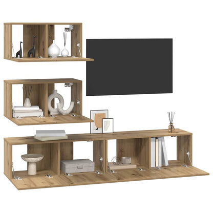 Tv-meubelset 4 pcs artisanaal eikenkleurig 80 x 30 x 30 cm