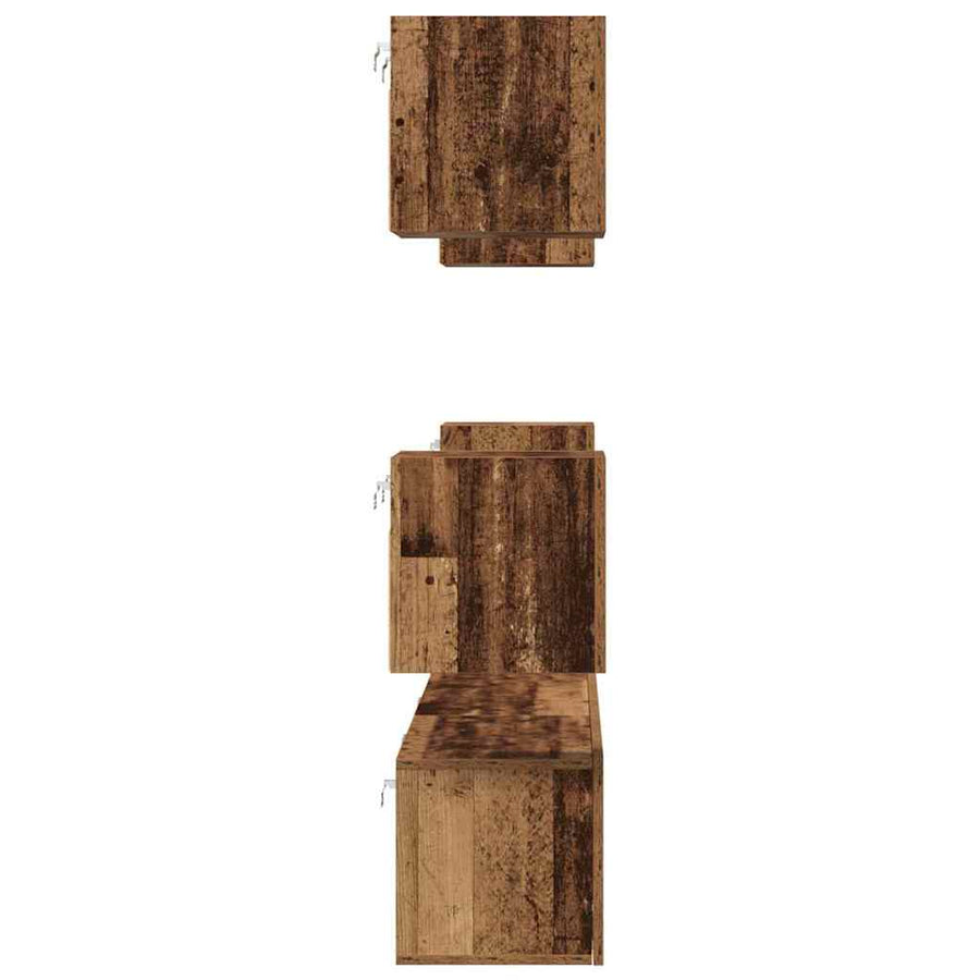 Tv-meubelset Wandgemonteerd 7 pcs Oud Hout Bewerkt hout