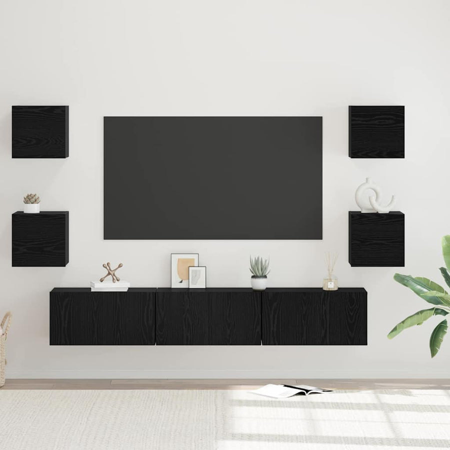 Tv-Meubelset Wandgemonteerd 7 Pcs Bewerkt Hout 180 cm