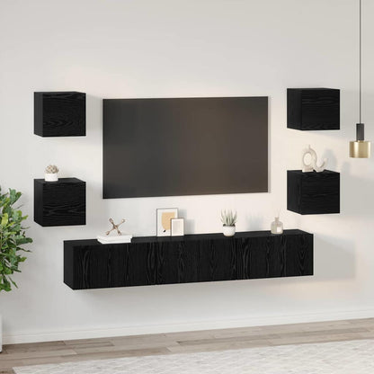 Tv-Meubelset Wandgemonteerd 7 Pcs Bewerkt Hout 180 cm