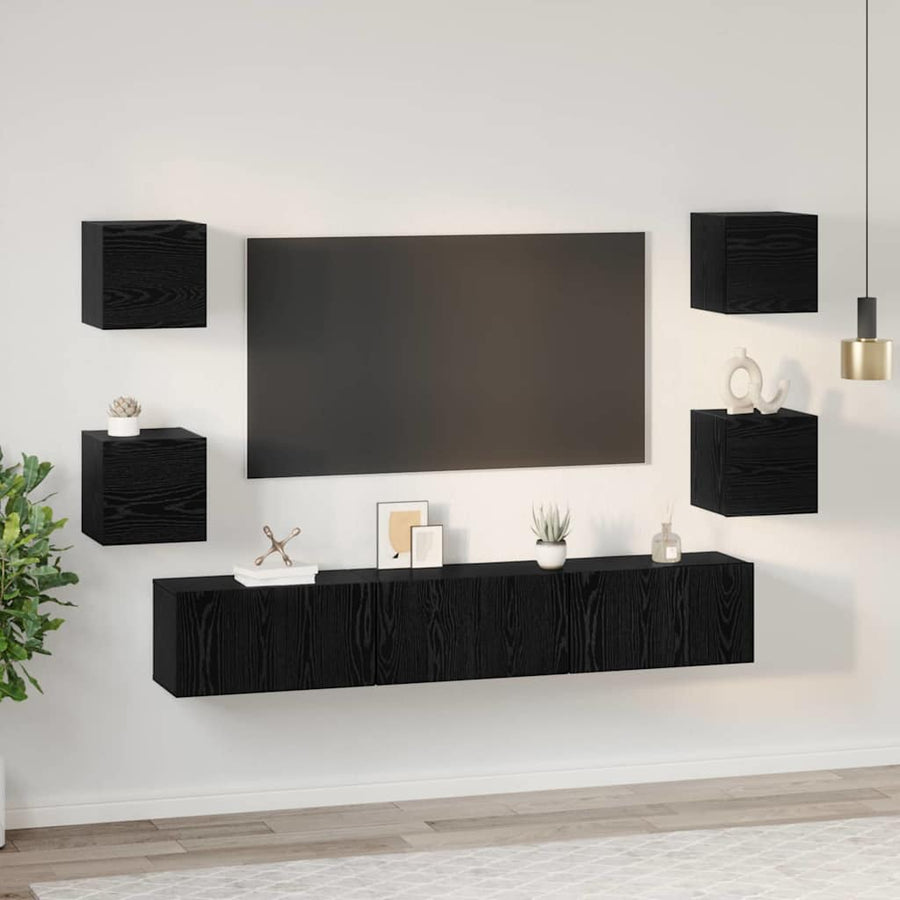 Tv-Meubelset Wandgemonteerd 7 Pcs Bewerkt Hout 180 cm