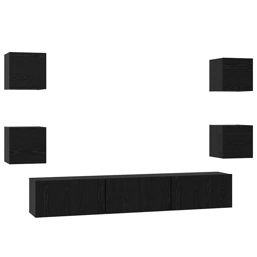 Tv-Meubelset Wandgemonteerd 7 Pcs Bewerkt Hout 180 cm