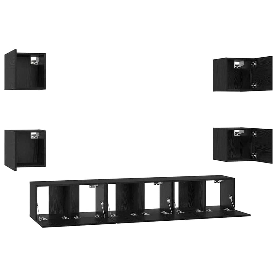 Tv-Meubelset Wandgemonteerd 7 Pcs Bewerkt Hout 180 cm