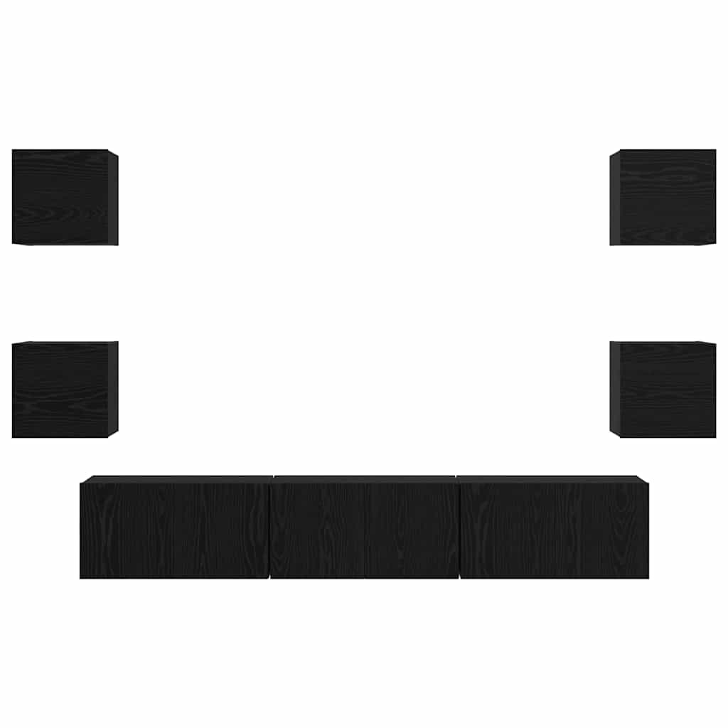 Tv-Meubelset Wandgemonteerd 7 Pcs Bewerkt Hout 180 cm