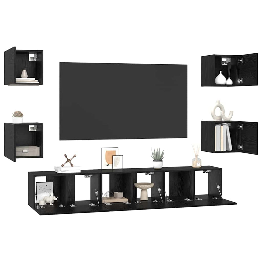 Tv-Meubelset Wandgemonteerd 7 Pcs Bewerkt Hout 180 cm
