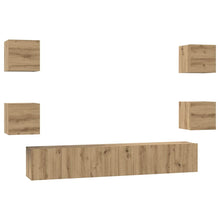 Tv-Meubelset Wandgemonteerd 7 Pcs Artisan Eiken Bewerkt Hout 180 cm