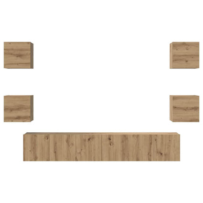 Tv-Meubelset Wandgemonteerd 7 Pcs Artisan Eiken Bewerkt Hout 180 cm